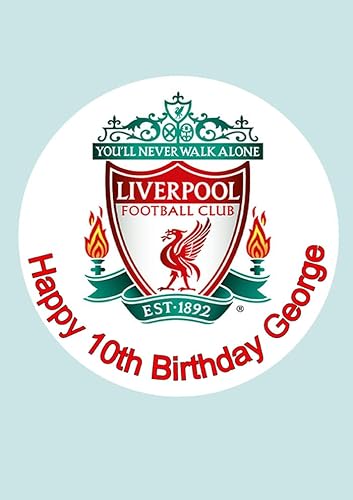 Customisable Liverpool Football Cake Topper - 7.5 inches - includes 10 x 1.5 inch football toppers (Wafer Paper)