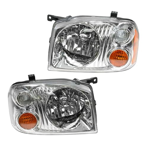 Image of TRQ 2 Piece Headlight Assembly Set Driver & Passenger Side Compatible with Nissan Frontier XE 2001-2004 NI2502130 NI2503130 26010-8Z325 260108Z325 26060-8Z325 260608Z325