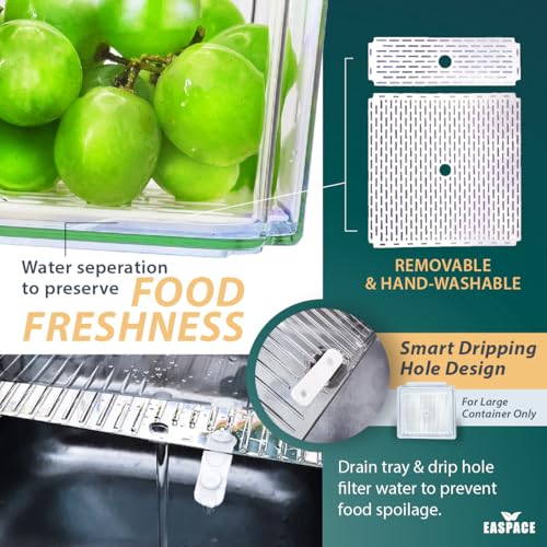 10-Pack-Clear-Fridge-Organizer-Bins-with-Lids-Drainage-Holes-Stackable-Container-Set-BPA-Free-Plastic-Refrigerator-Storage-Containers-for-Food-Fruits-Vegetables-Meats-Multi-Purpose