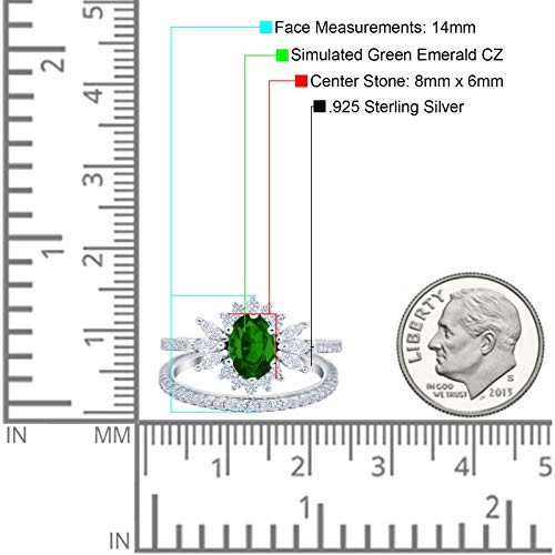 Blue Apple Co. Two Piece Bridal Set Vintage Style Art Deco Marquise Round Simulated Cubic Zirconia 925 Sterling Silver4