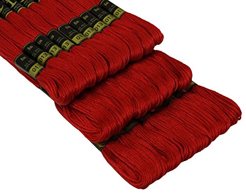 Image of Cross Stitch Hand Embroidery Thread Stranded Cotton Craft Sewing Floss 25 Skeins-Maroon