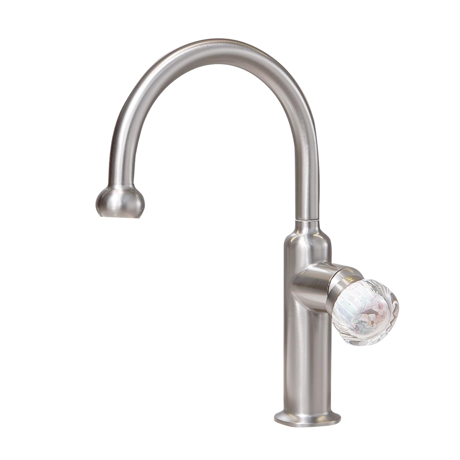 JRUIA Retro Brushed Nickel Kitchen Faucet, 360° Swivel Washbasin Faucet, Hot And Cold Water Supply, Two Water Flow Modes