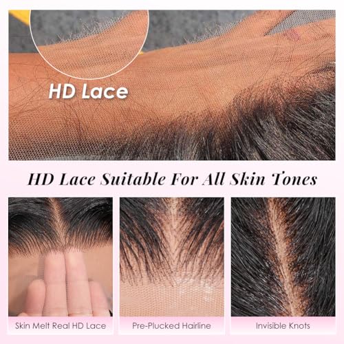 Image of CYNOSURE 13x4 Deep Wave Lace Front Wigs Human Hair Pre Plucked 180% Density Brazilian Deep Curly HD Transparent Lace Frontal Wig with Baby Hair Natural Black Color 18 inch