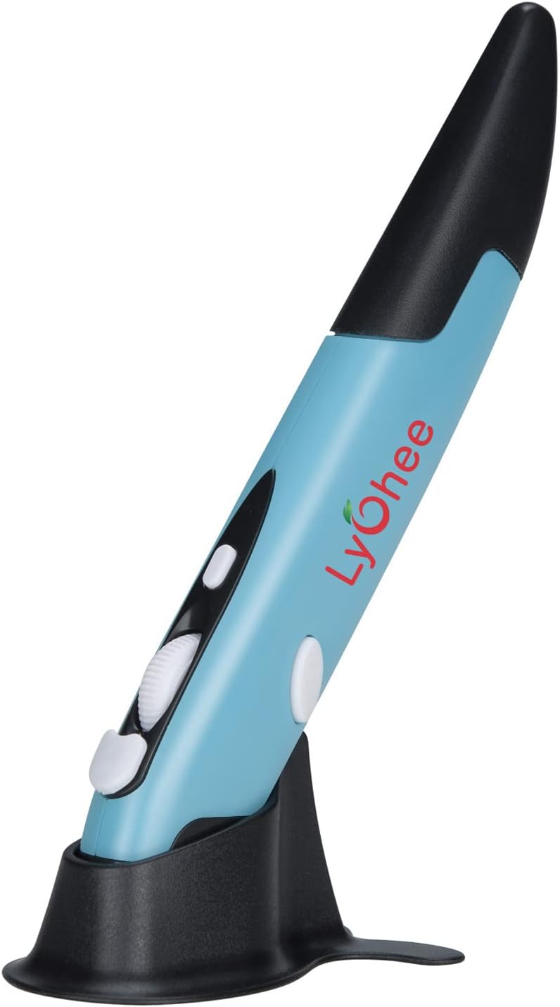 lychee Wireless Optical Pocket Pen Mouse, 2.4GHZ USB Wireless Optical Pen Mouse 800/1200/1600 DPI Adjustable Handwriting Mini Mice for PC Laptop Notebook Computer Mac (Blue)