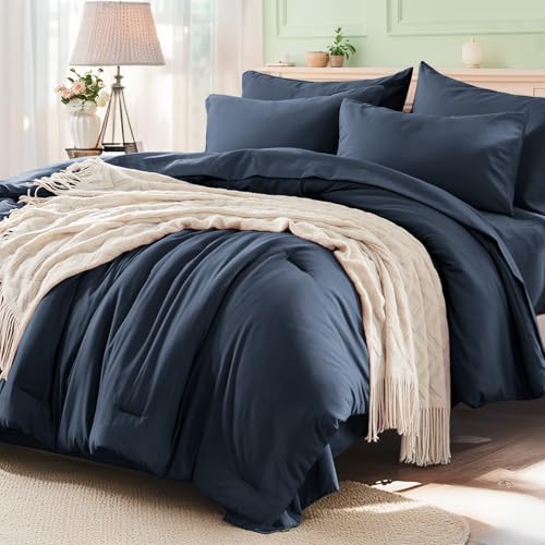 Anluoer King Size Comforter Set, 7 Piece Bed in a Bag King Bedding Sets