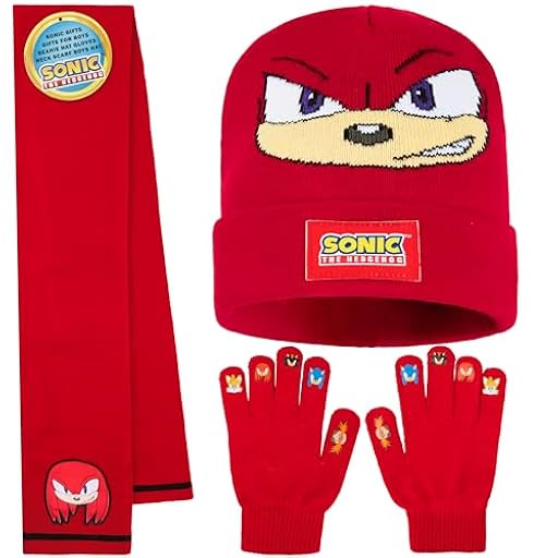 Sonic The Hedgehog Conjunto Bufanda Gorro y Guantes Niño, Accesorios de Invierno Cálido para Fans, Regalo para Gamers (Rojo Knuckles 3 Pcs) | Ya disponible en tu tienda friki favorita! En mundofriki.es!
