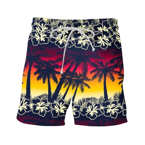Shorts masculinos estampados masculinos na praia festival havaiano plissado tropical perna reta verã