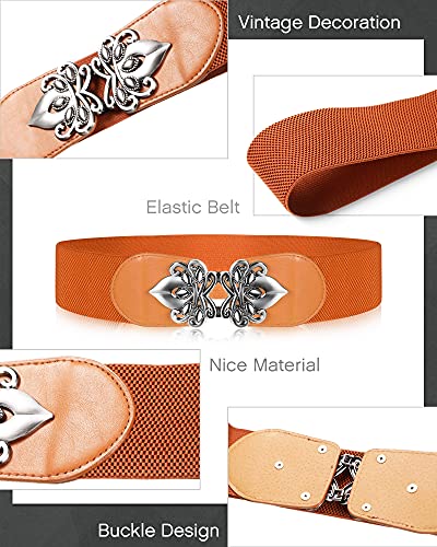 SATINIOR 6 Pieces Women Wide Stretchy Waist Belt Retro for Dress Elastic Belt with Buckle PU Leather Vintage3