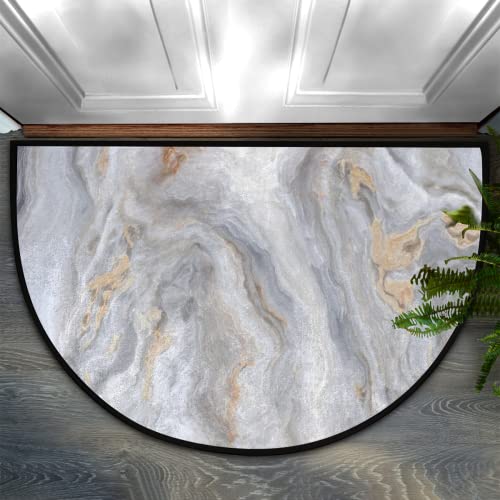 TropicalLife Grauer Marmor, halbrunde Fußmatte, schicker Marmor, Willkommens-Fußmatten, Teppich für Haustür, halbrunde Bodenmatte, Teppiche Küche, Terrasse, Schlafzimmer, 91,4 x 61 cm