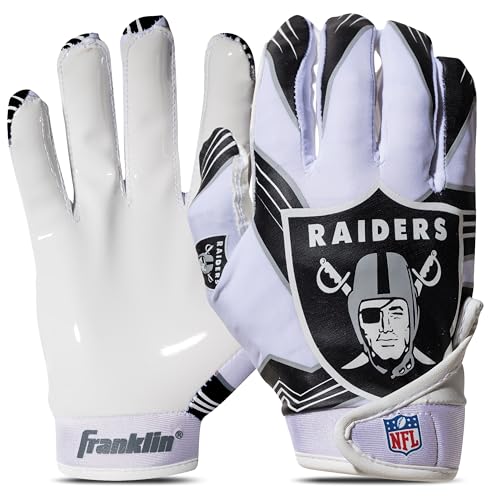 Image of Franklin Sports Youth NFL Football Receiver Gloves - Kids Football Gloves Pair - NFL Team Logos and Silicone Palm