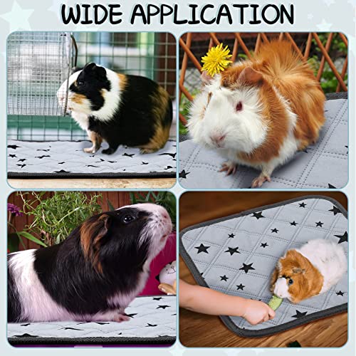 4 Stück Meerschweinchen Käfig Einlagen Fleece Meerschweinchen Einstreu Saugfähig Meerschweinchen PIPI Pads Wiederverwendbar rutschfeste Meerschweinchen Matte mit Stern Muster (30 x 30 cm)