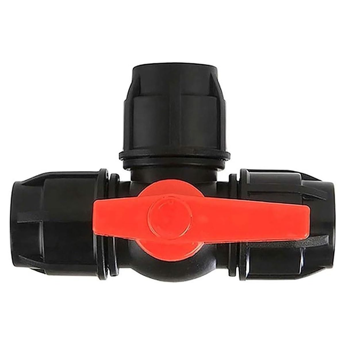 3 Way Reusableplastic Ball Valve, T-Type PE Quick Connect Pipe Fittings for Garden Irrigation,and Industrial Use,1pcs(Black,50mm)