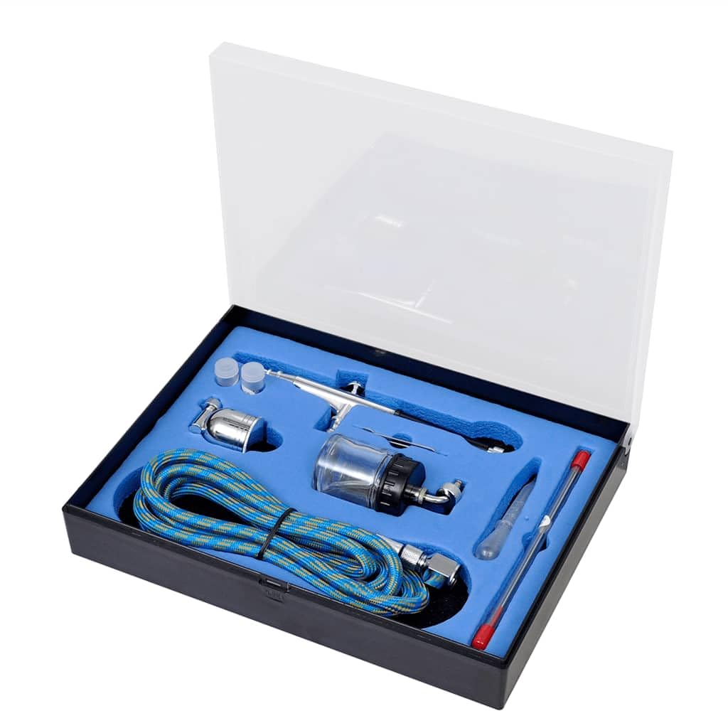 Airbrush Set mit 0,2/0,3/0,5 mm Düsen und Nadeln für Modellbau, Body Painting, Nail Art und Lackierung, inkl. Luftschlauch und Aufbewahrungskoffer