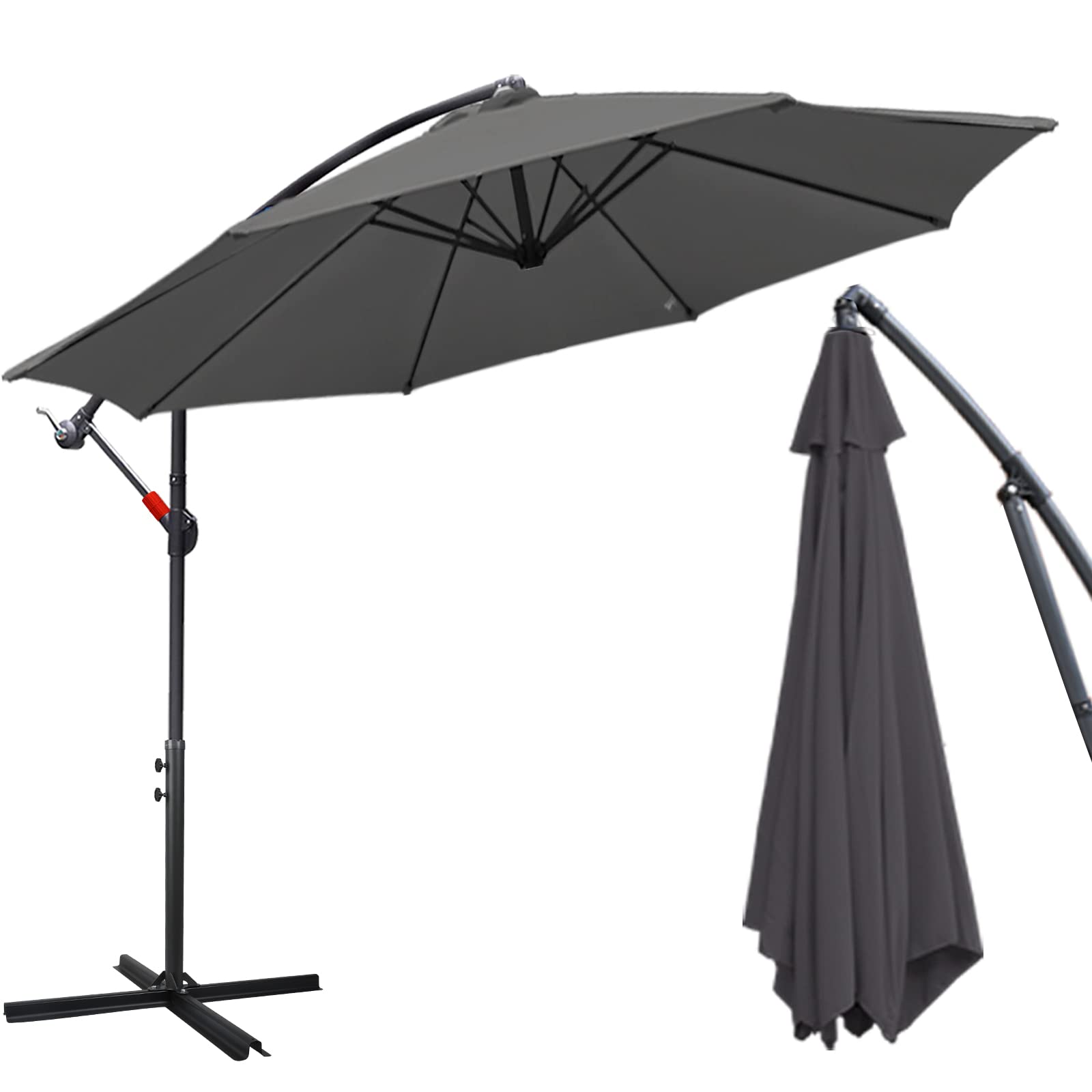 Daromigo Sombrilla de 300/350 cm con manivela | Sombrilla con soporte | Sombrilla de jardín, protección UV de aluminio | Sombrilla de mercado impermeable para jardín