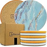 BDECOR Coasters for Drinks, Drink Coasters Set of 6, Large Ceramic Stone Coasters for Table [4.25...