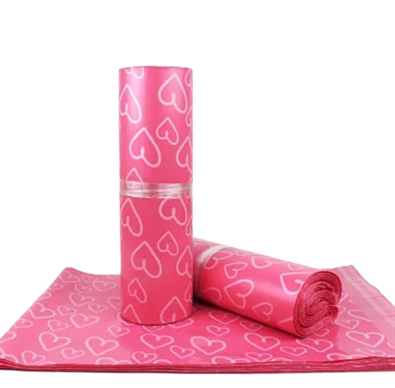 Buste per spedizioni, Busta for corriere autosigillante multicolore Taglie multiple 50 pezzi Cuore satinato opaco(Pink,45x60cm)