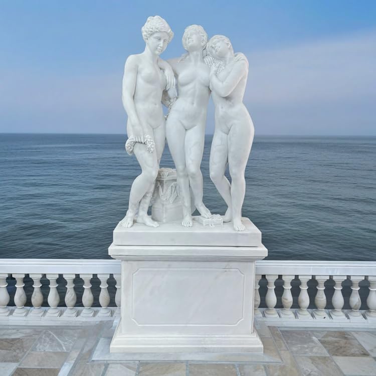 A SANTNI】ギリシャ神話 三美神像 裸婦像 西洋彫刻 ITALY A SANTNI