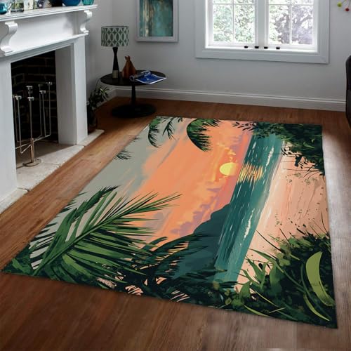 Tapis palmier océan couchant de soleil évadez votre décoration intérieure - 3