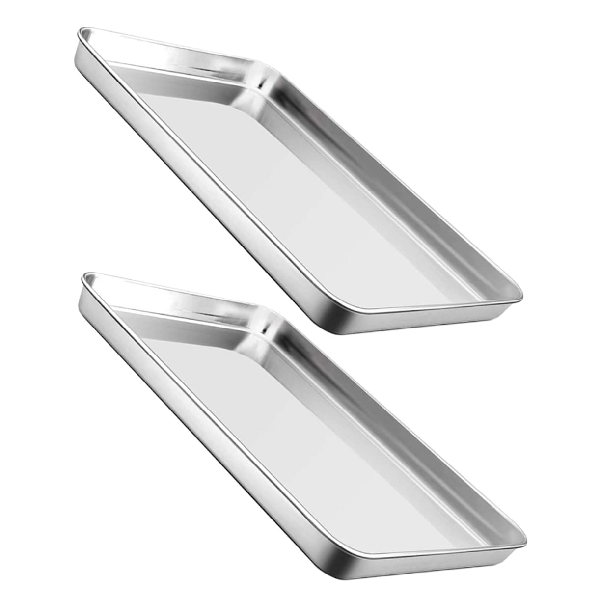 COLLBATH 2Pcs Stainless Steel Baking Grilling Plate Kitchen Flat Bottom Tray and Versatile for Baking and Grilling Easy to Clean Dishwasher Safe