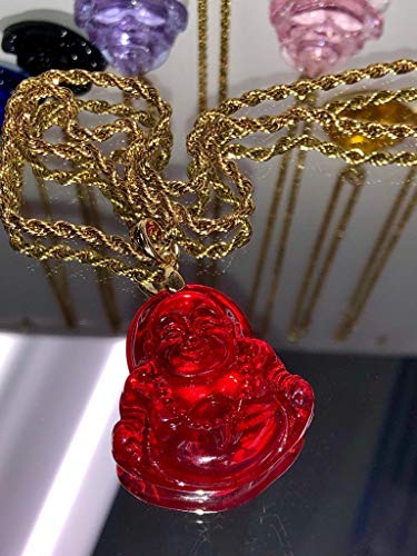 Red Jade Laughing Buddha Good Luck Pendant Necklace Rope Chain Genuine Certified Grade A Jadeite Jade Hand Crafted, Jade Neckalce, 14k Gold Filled Laughing Jade Buddha necklace, Jade Medallion2