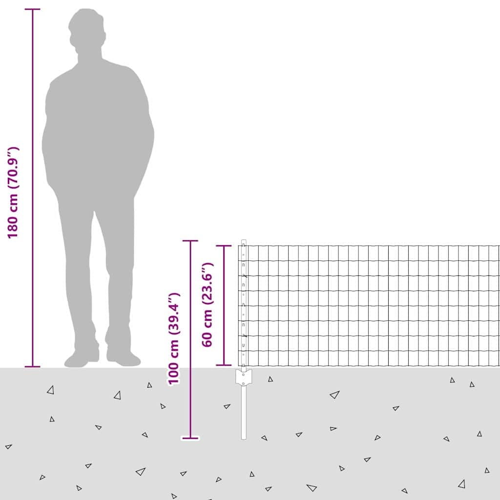 vidaXL Ogrodzenie z słupkiem Szary 0,6 x 25 m Stal i PVC, Regulowane zewnętrzne ogrodzenie, nowoczesny parawan, trwały dzielnik przestrzeni w ogrodzie