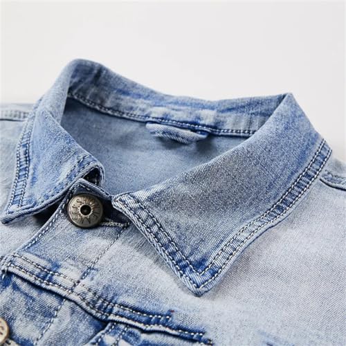 Men's Spring Autumn Single Breasted Denim Suit Slim Micro-Stretch Two-Piece Jacket Jeans Suit2