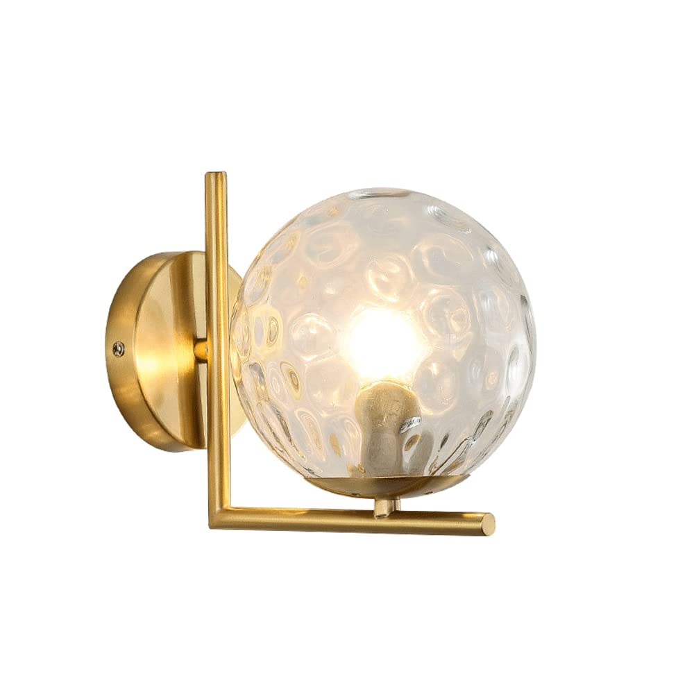 FYZDLAOR Brass Wall Sconce,Glass Wall Sconces Lighting for Hotel,Bedside,Restaurant,Living Room Bathroom Bedroom and Hallway Wall Sconce Lighting(E27)