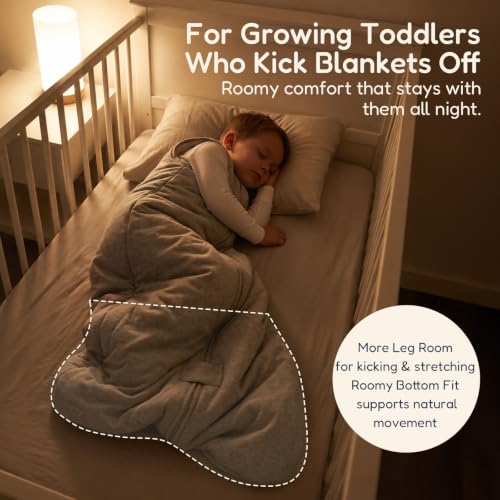 Image of TotAha Toddler Sleep Sack 1.0 TOG for 2T-3T-4T, Soft Wearable Blanket Baby Sleep Bag with 2-Way Safe Zippers,Fluffy Extra Large Sleeping Sacks, Grey