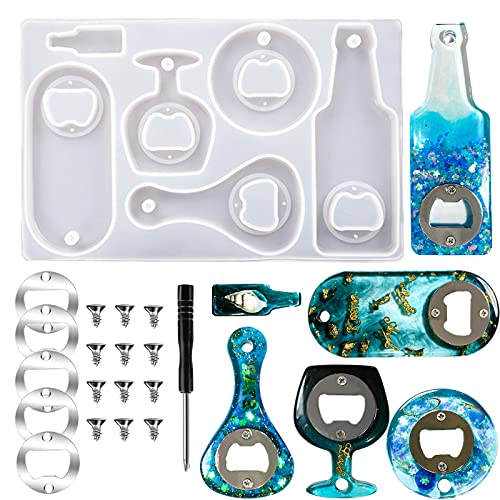 IHUIXINHE Bottle Opener Resin Mold,Beer Opener Silicone Molds with Stainless Steel Resin Accessories for DIY Keychain Beer Spanner,Art Crafts IHUIXINHE Bottle Opener Resin Mold,Beer Opener Silicone Molds with Stainless Steel Resin Accessories for DIY Keychain Beer Spanner,Art Crafts