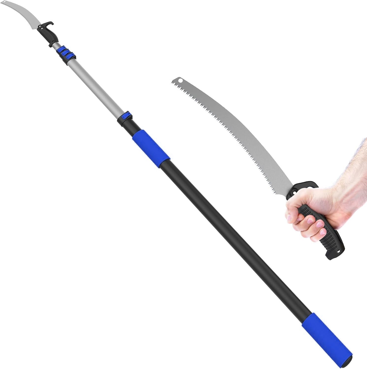 AgiiMan Telescoping Pole Saw | 3-12FT Extendable Tree Trimmer With 19" Detachable Saw Blade