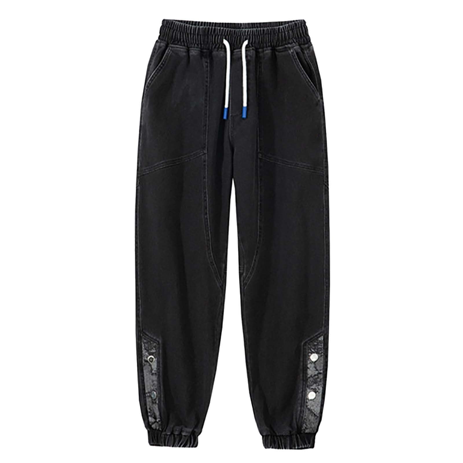 Pantalones Hombre Vaqueros-Pantalones Vaqueros de Moda para Hombre, Bordados, Tallas Grandes, con cordón, Pantalones de Trabajo para Hombre