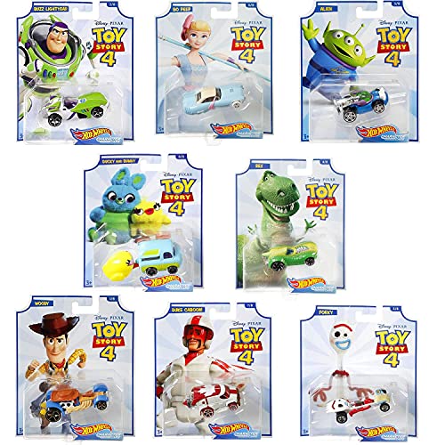 Hot Wheels - Toy Story 4 - Anteil komplet 8pcs Collectible Cars - Woody, Buzz Lightyear, Alien, Rex, Forky, BO Peep… – Bild 3