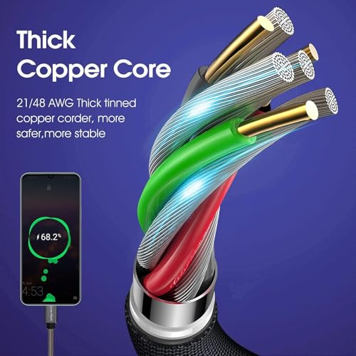 Image of [5Pack 1ft] Compatible with Samsung Galaxy S9 Charger Cord 3A Fast Charging | S10 S8 Plus Charger Cord, TPE USB C Type Charger Cable,USB A to Type C Replacement for Samsung A32 /A12 /A10e /A20 /A51 ,LG-Gray