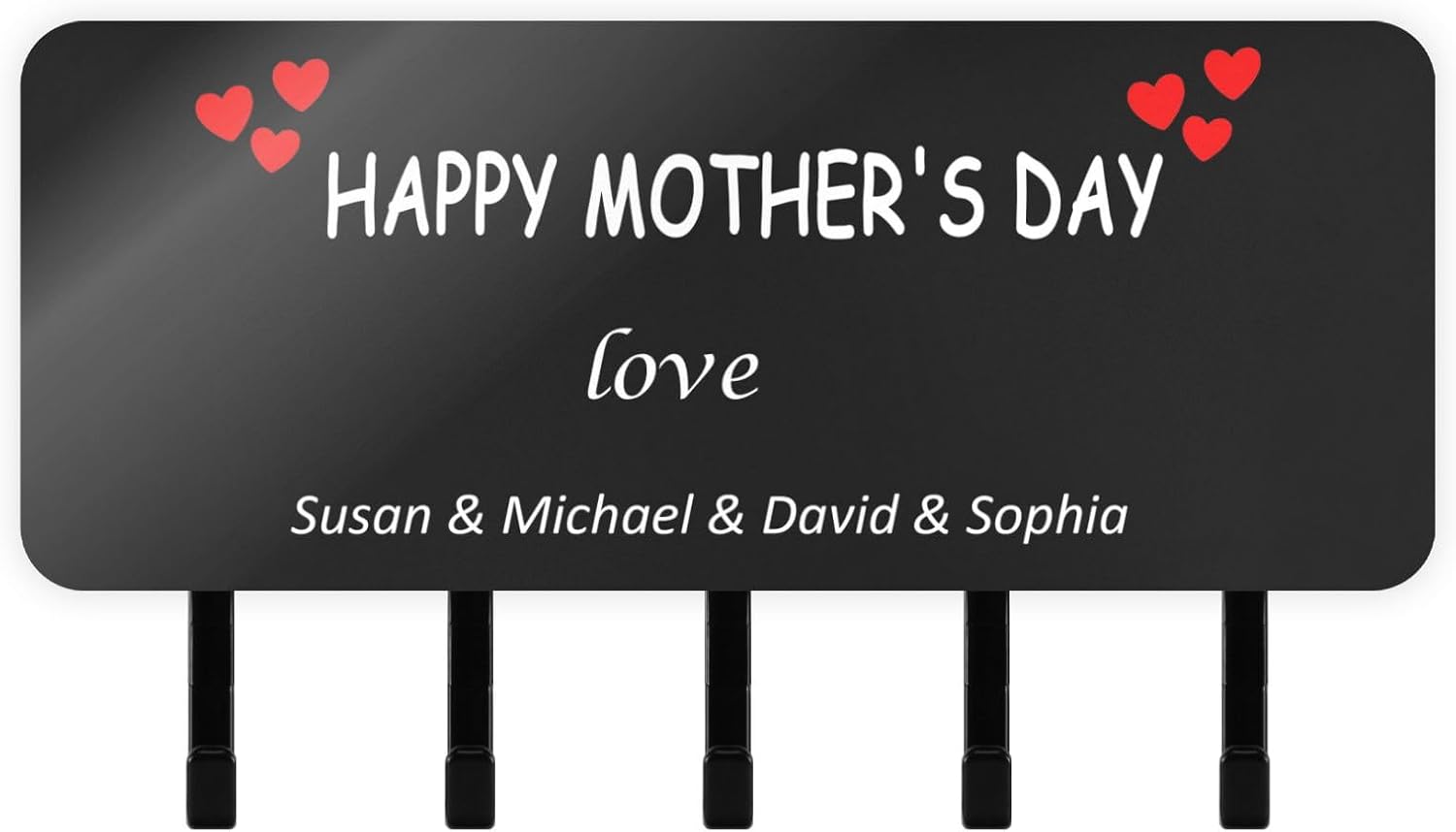 Mother Day Key Hooks Family Name Personalized Wall Mounted Key Holder Hooks Organizer Rack with Shelf Gifts for Mom Grandma
