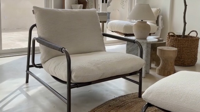 Sillón Plegable Chenille Blanco miniatura 7