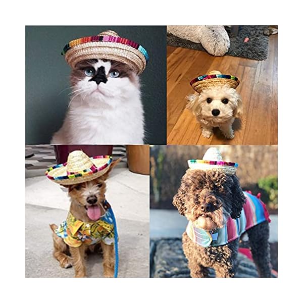 Awocan pet straw hat funny mexican sombrero cap party decorations for birthday for small pets/puppy/cat - image 5