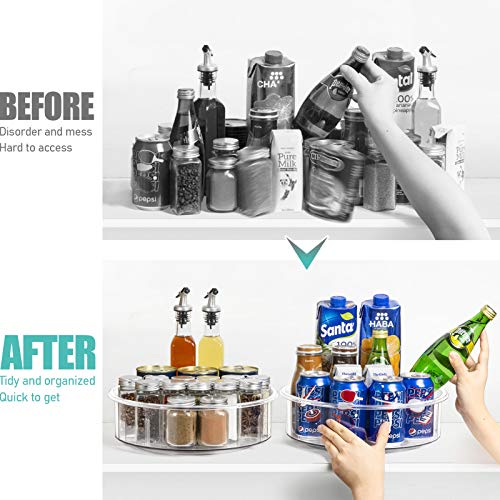 Tiblue Lazy Susan Cabinet Organizer -Round Clear Spinning Organization & Storage Container Bin Turntable Plastic Condiment Spice With Dividers For Pantry Kitchen Fridge Bathroom Makeup(12 Inch-2 Pack) #TOP5