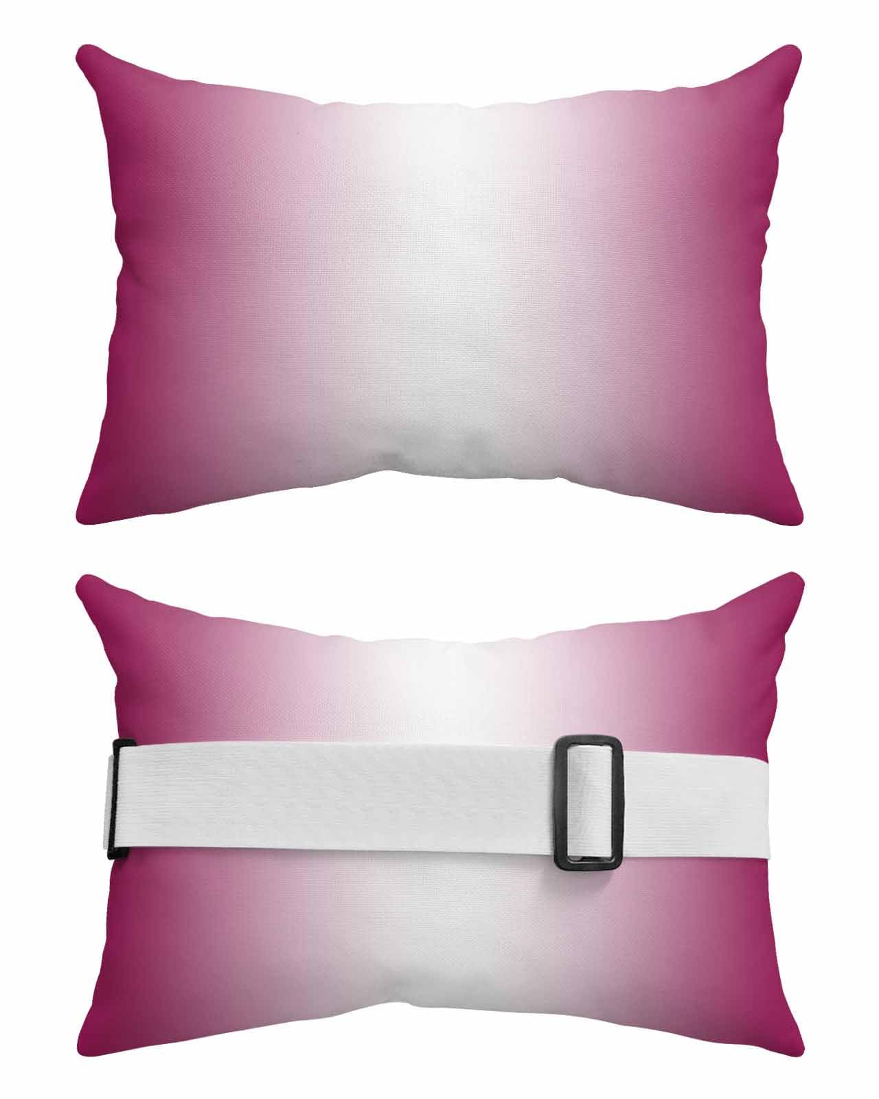 Anzona Pack of 4 Rose Red Ombre Lumbar Pillow Covers, Outdoor Waterproof Throw Pillow Covers Set, Pink White Gradient Modern Abstract Art Decorative Cushion Case for Patio Beach, 11x16 Inch
