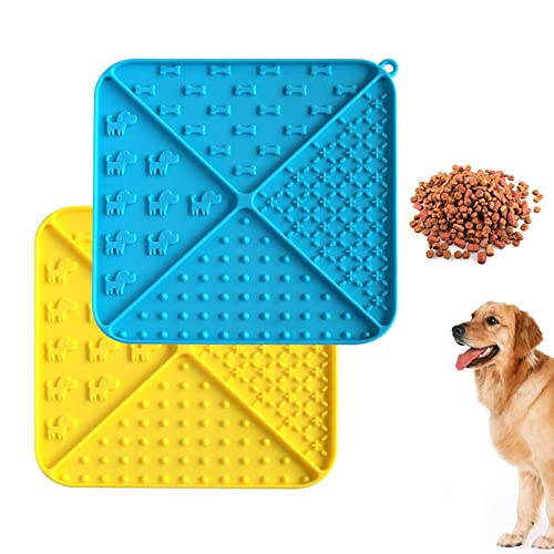 Licking Mat for Dogs & Cats 2 Pack with Suction Cups, Pets Bathing Grooming Training Calming Mat Perfect for Bathing Grooming