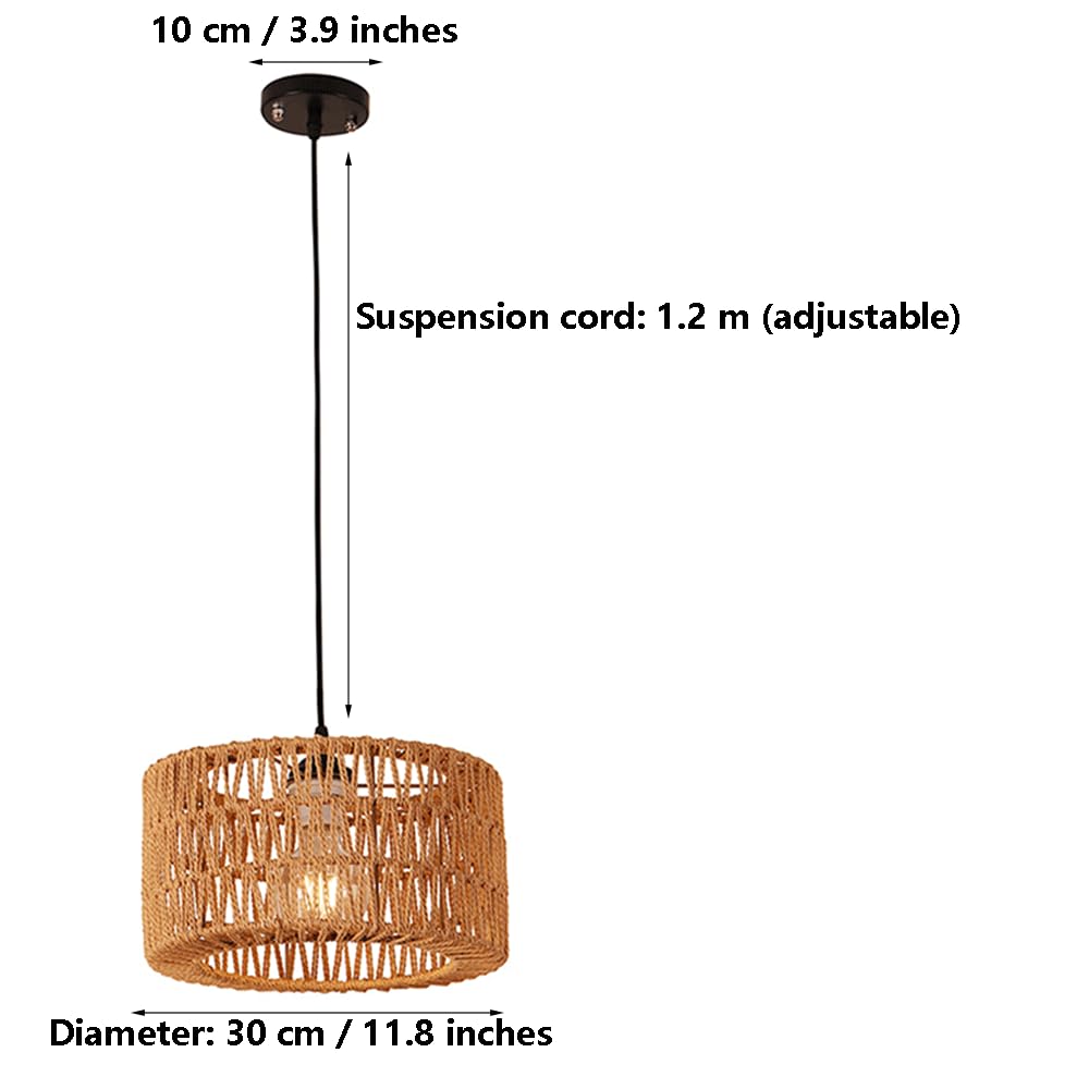 Miniaturowa Lampa Wisząca Z Rattanu, Bambusowa Lampa Wisząca, Ręcznie Tkany Żyrandol Z Rattanu Do Lamp Wiszących W Stylu Vintage Do Jadalni, Kuchni, Wyspy, Korytarza, Kawiarni, Baru CJSLXGBL