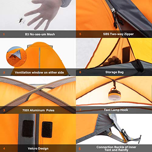 Carpa para camping 4 personas BISINNA con toldo impermeable miniatura 4