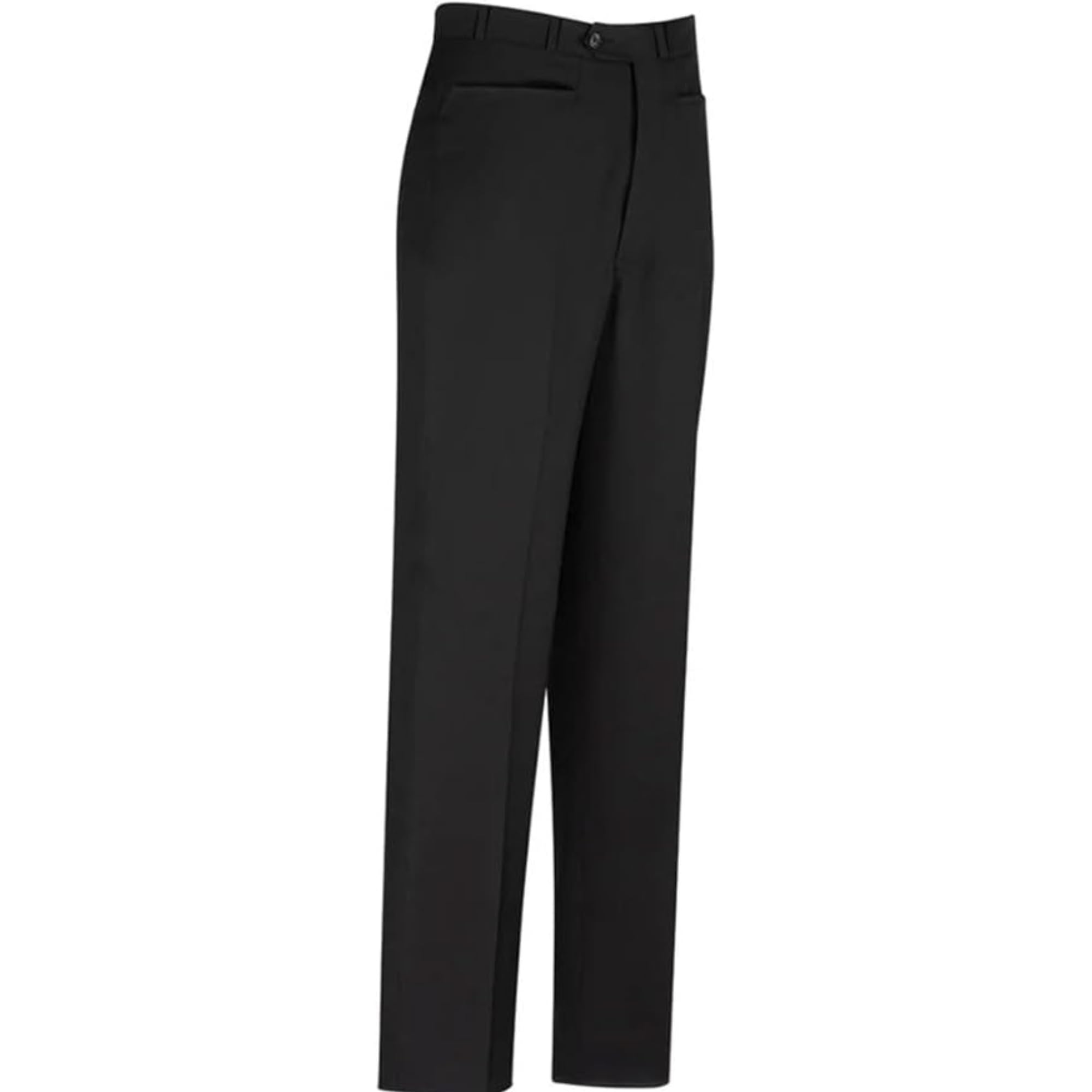 Smitty | BKS-275 | Black 100% Polyester Flat Front Official's Pants with Western Cut Pockets and Belt Loops (40)
