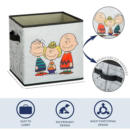 Image of Idea Nuova Storage Cubes for Kids,2 Pack Collapsible Fabric Bins with Handles, Organizer Boxes for Bedroom, Playroom & Nursery,Peanuts