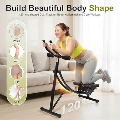 Ab Workout Equipment, Adjustable Ab Machine for Stomach Workout, Foldable Abdominal Trainer Machine, Knee Protection, Strength Training Exercise Equipment for Body Shaping