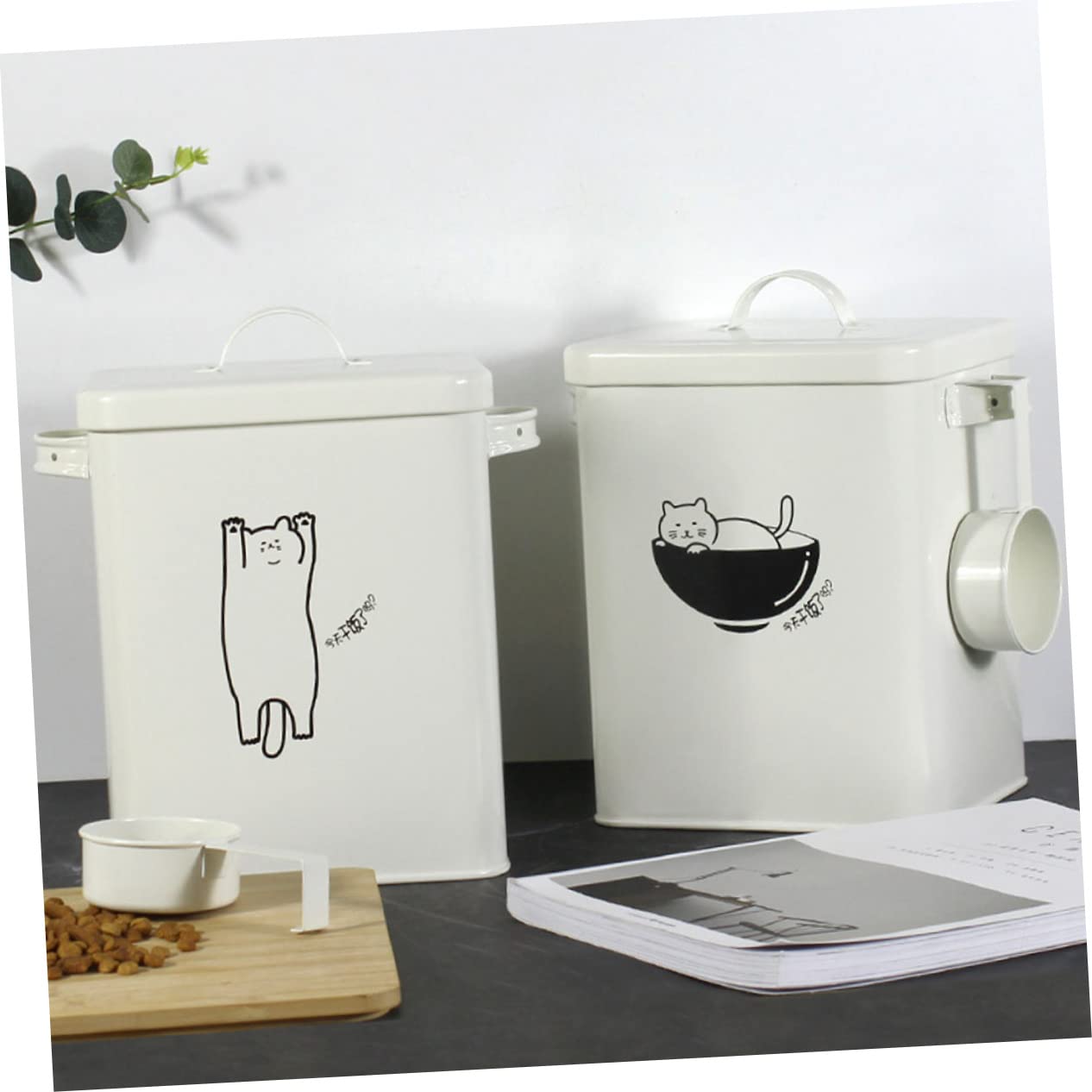 Hundefutter Aufbewahrungsbehälter Eimer Weiß aus Eisen, Dicht Verschlossen