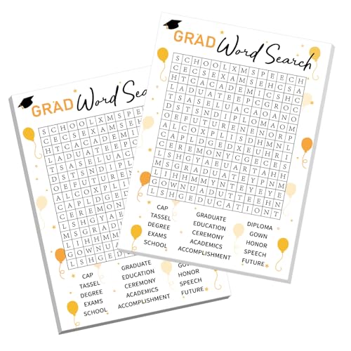 COCHIE 30 Players 2026 Graduation Party Games, Graduation Words Search Game, Word Scramble Guesstures Game with Answer Key, Grad Parties Supplies Favor (Grad Word Search)