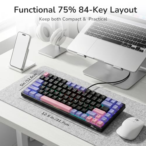 Image of RK ROYAL KLUDGE RK84 Wired 75% RGB Hot Swappable Mechanical Gaming Keyboard | 84-Keys Compact TKL Gaming Keyboard w /Programmable Software for Mac /Win, Sound Absorbing Foam, PBT Keycap, Custom Switch