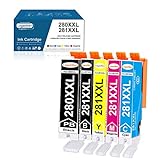 LogasMart Compatible Ink 280 and 281 Cartridge for Canon PGI-280XXL CLI-281XXL 280 XXL 281 XXL Ink Cartridges for PIXMA TR7520 TR8520 TS6120 TS6220 TS8120 TS8220 TS9120 TS9520 TS6320 TS9521C (5 Pack)