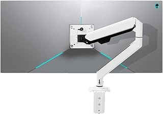 HILLPORT White Single Monitor Arm Mount 17 to 32 inch Ultrawide Articulating Gas Spring Arm Adjustable Vesa Desk Stand with Clamp and Grommet LCD Computer Monitors 2 to 9 kg M3P