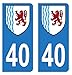 HADEXIA Autocollant Stickers Plaque immatriculation Voiture Auto département 40 Landes Logo Région Nouvelle-Aquitaine